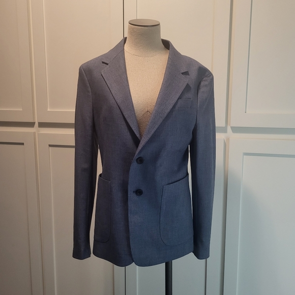 Blue textured two button relaxed fit Zara mens nwot blazer size 36 - Picture 6 of 14
